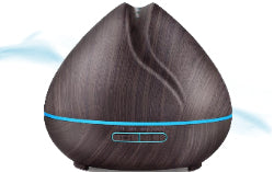 Ultrasonic Aroma Diffuser for essential oils in dark wood grain ABS. 400ml Water reservoir - just add oils and enjoy a hydrating mist of fragrance