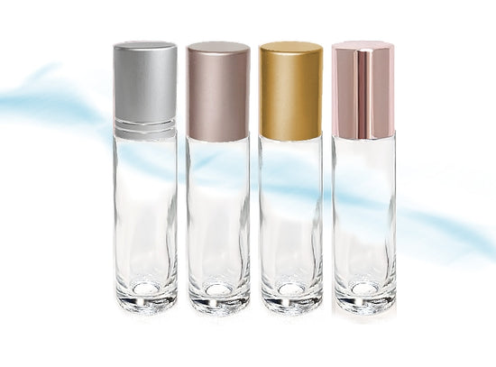 10ml Plain GLass Rollon Bottles with Rose Gold, Gold, Silver or Black Caps