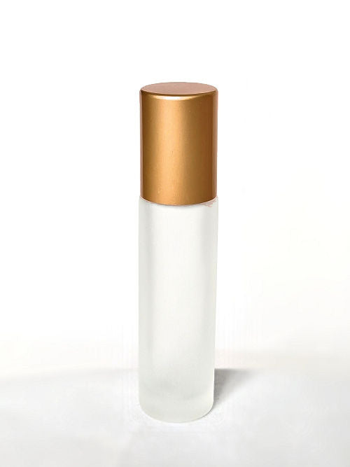 wholesale 10ml frosted glass rollon bottle with matte golden bronze aluminum cap