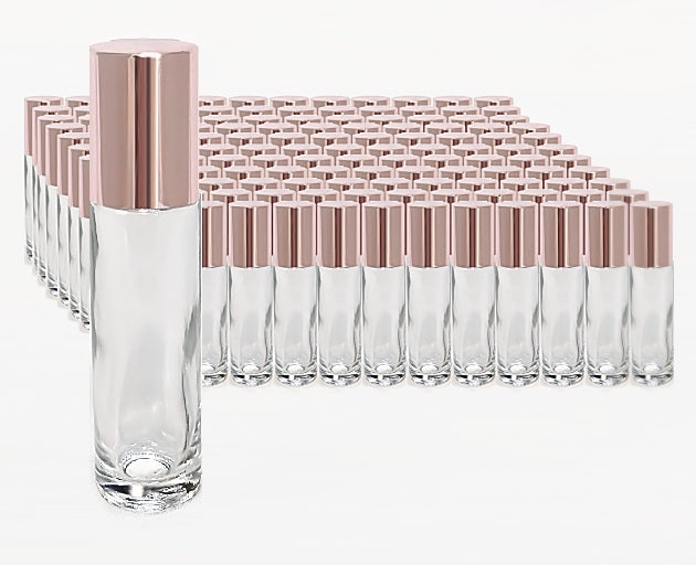 Plain Glass Rollon Bottle 10ml Rose Gold Cap