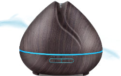 Ultrasonic Aroma Diffuser for essential oils in dark wood grain ABS. 400ml Water reservoir - just add oils and enjoy a hydrating mist of fragrance 