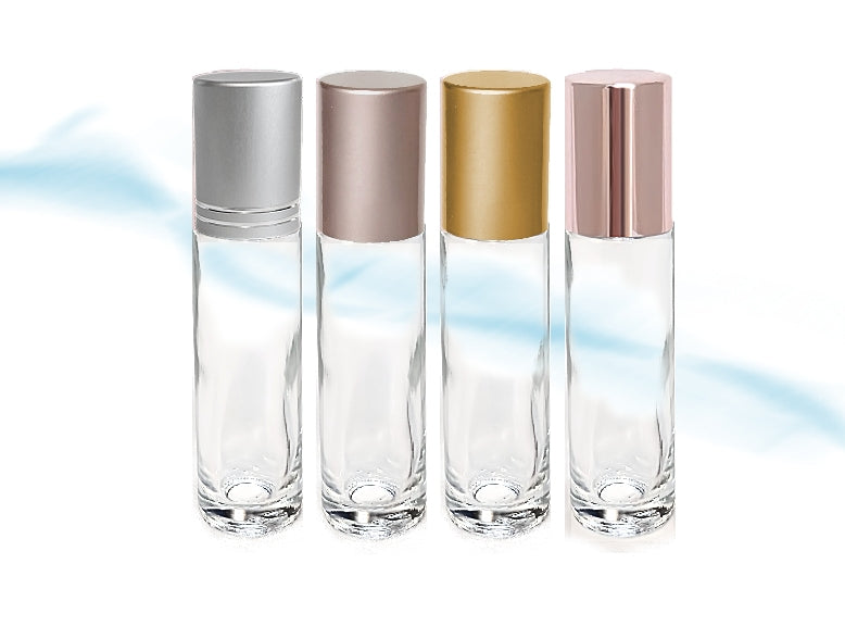 10ml Plain GLass Rollon Bottles with Rose Gold, Gold, Silver or Black Caps