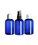 Cobalt Blue Plastic Bottle PET with your choice of spray top, flip top spout or disc top closures
