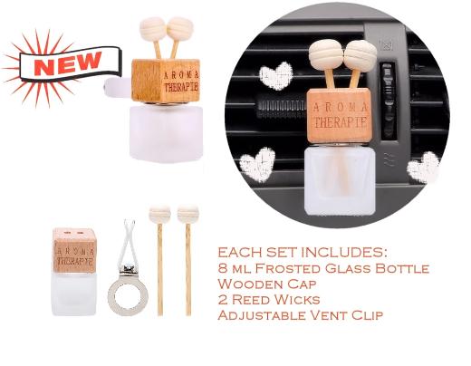 Car Diffuser Vent Clip - Frosted Glass Bottle w/ Reeds