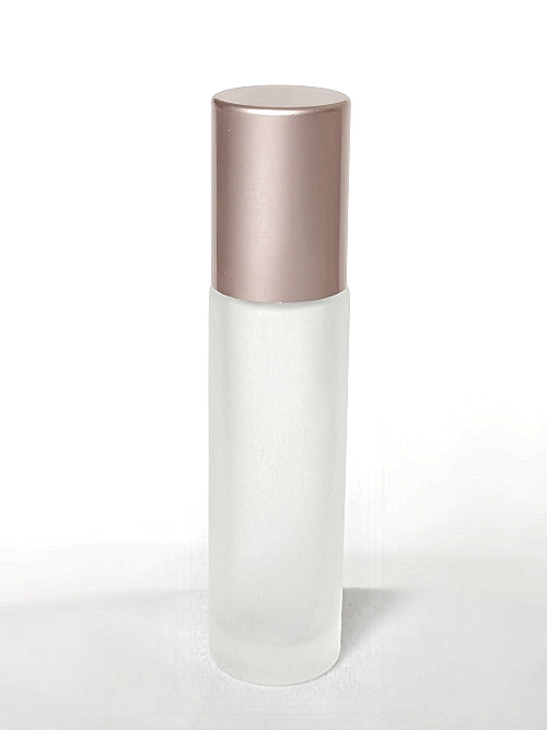 wholesale 10ml frosted glass rollon bottle with matte rose gold aluminum cap