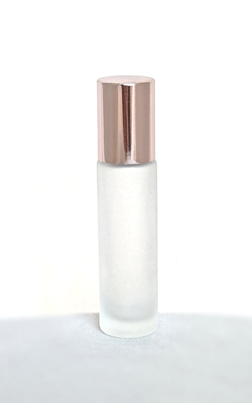 wholesale rollon bottle frosted glass with rose gold cap