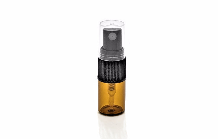 5/8th dram amber vial with black fine mist spray top