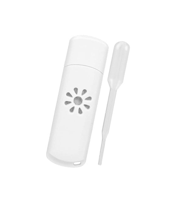 USB Oil Warmer Stick with dropper in bright White. Pocket size to take in your car or office. plug into any USB port